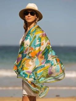 Foulard Pareo in Seta Stampa Verde
