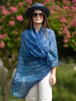 Foulard Pareo in Seta Stampa Blu