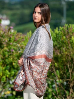 Foulard Pareo in Seta Stampa Marrone