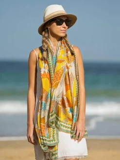 Foulard Pareo in Seta Stampa Giallo