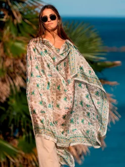 Foulard Pareo in Seta Stampa Verde