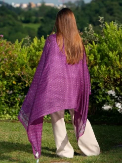 Foulard Pareo in Seta Stampa Viola