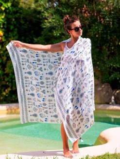 Foulard Pareo in Seta Stampa Cobalto