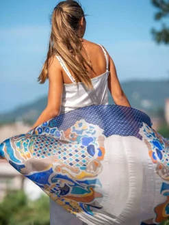 Foulard Pareo in Seta Stampa Blu