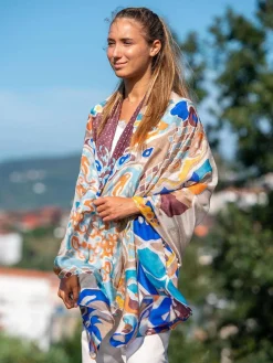 Foulard Pareo in Seta Stampa Marrone