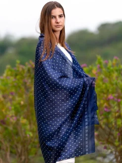 Foulard Pareo in Seta Stampa Blu