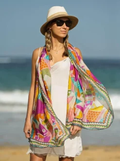 Foulard Pareo in Seta Stampa Rosa