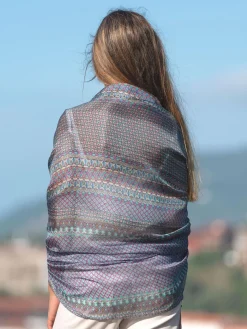 Foulard Pareo in Seta Stampa Viola