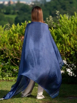 Foulard  Pareo in Seta Stampa Blu
