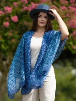 Foulard Pareo in Seta Stampa Blu