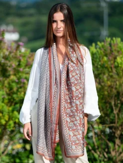 Foulard Pareo in Seta Stampa Marrone
