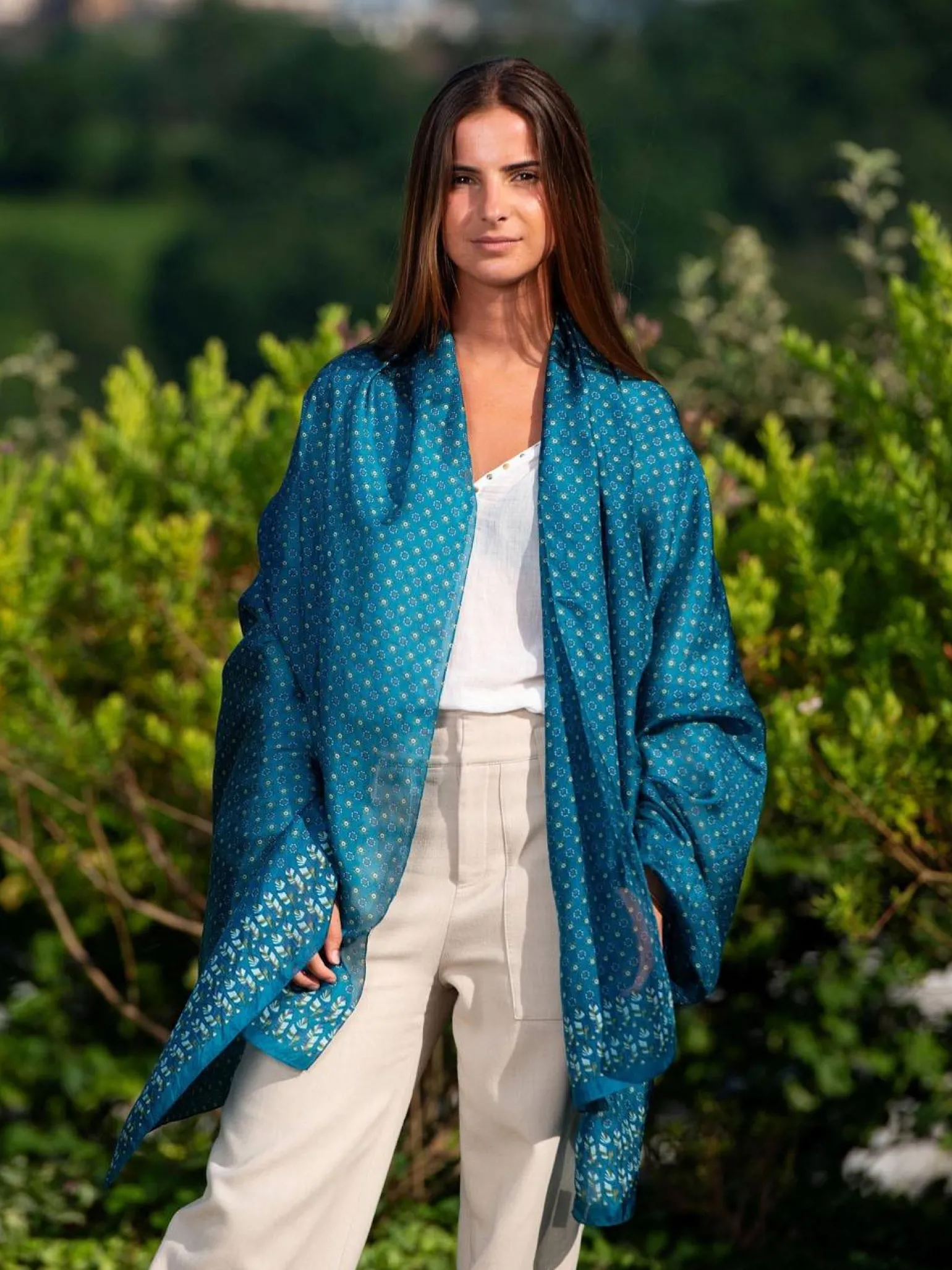 Foulard Pareo in Seta Stampa Verde