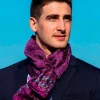 Foulard Uomo in Seta Stampa Viola