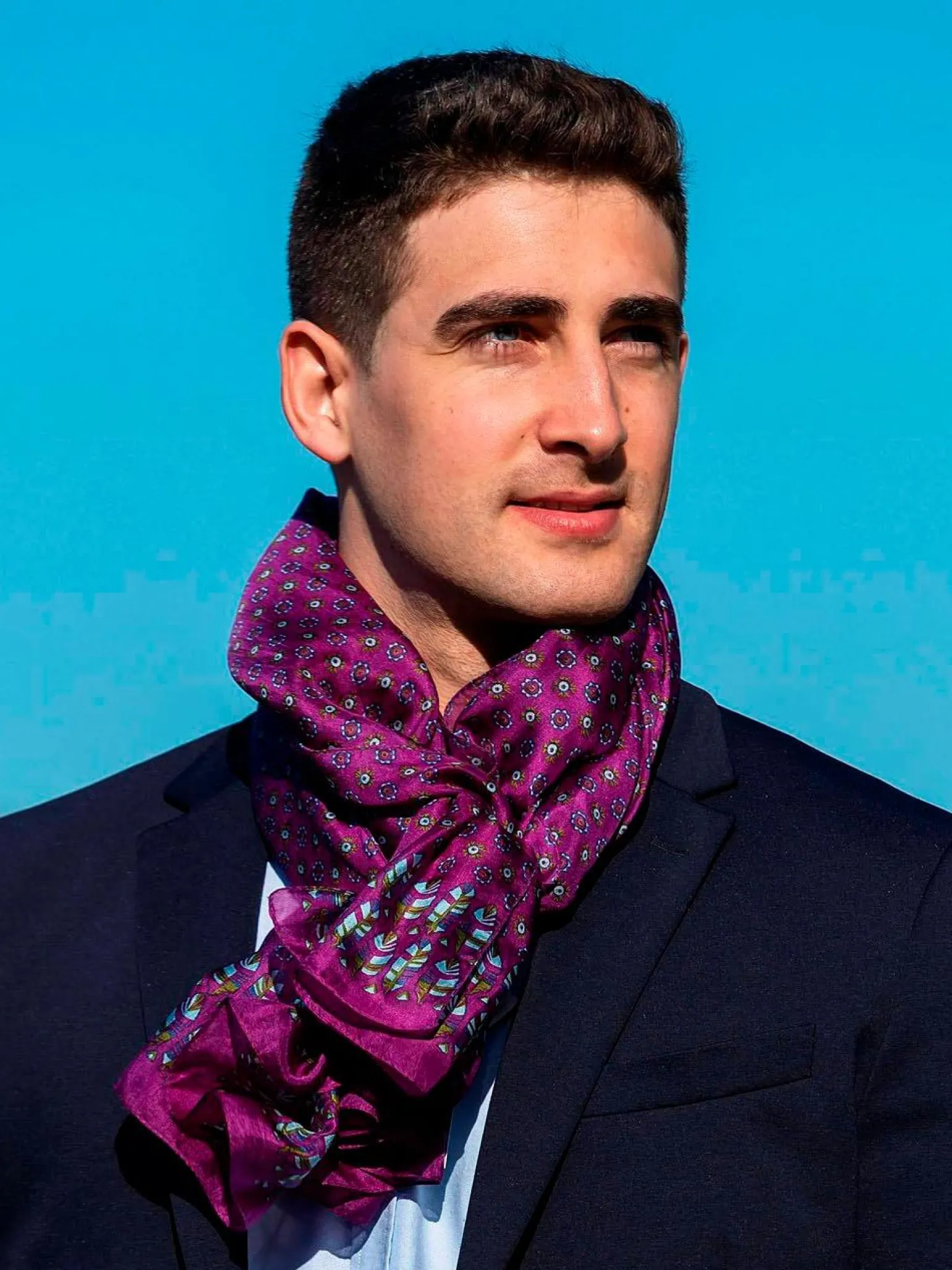 Foulard Uomo in Seta Stampa Viola