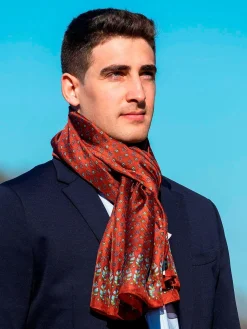 Foulard Uomo in Seta Stampa Terra