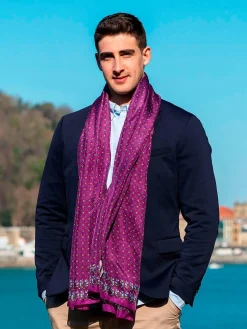 Foulard Uomo in Seta Stampa Viola