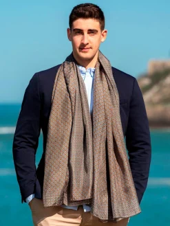 Foulard Uomo in Seta Stampa Marrone