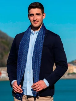Foulard Uomo in Seta Stampa Blu
