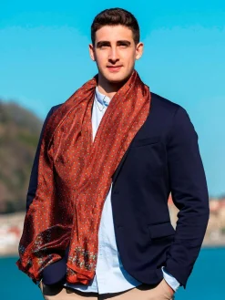Foulard Uomo in Seta Stampa Terra