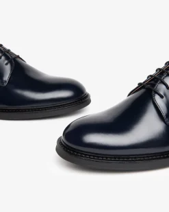 Francesina Stringata Derby Uomo in Pelle Blu
