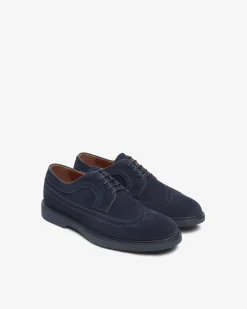 Francesine Uomo Oxford Monogramma  in Camoscio Blu