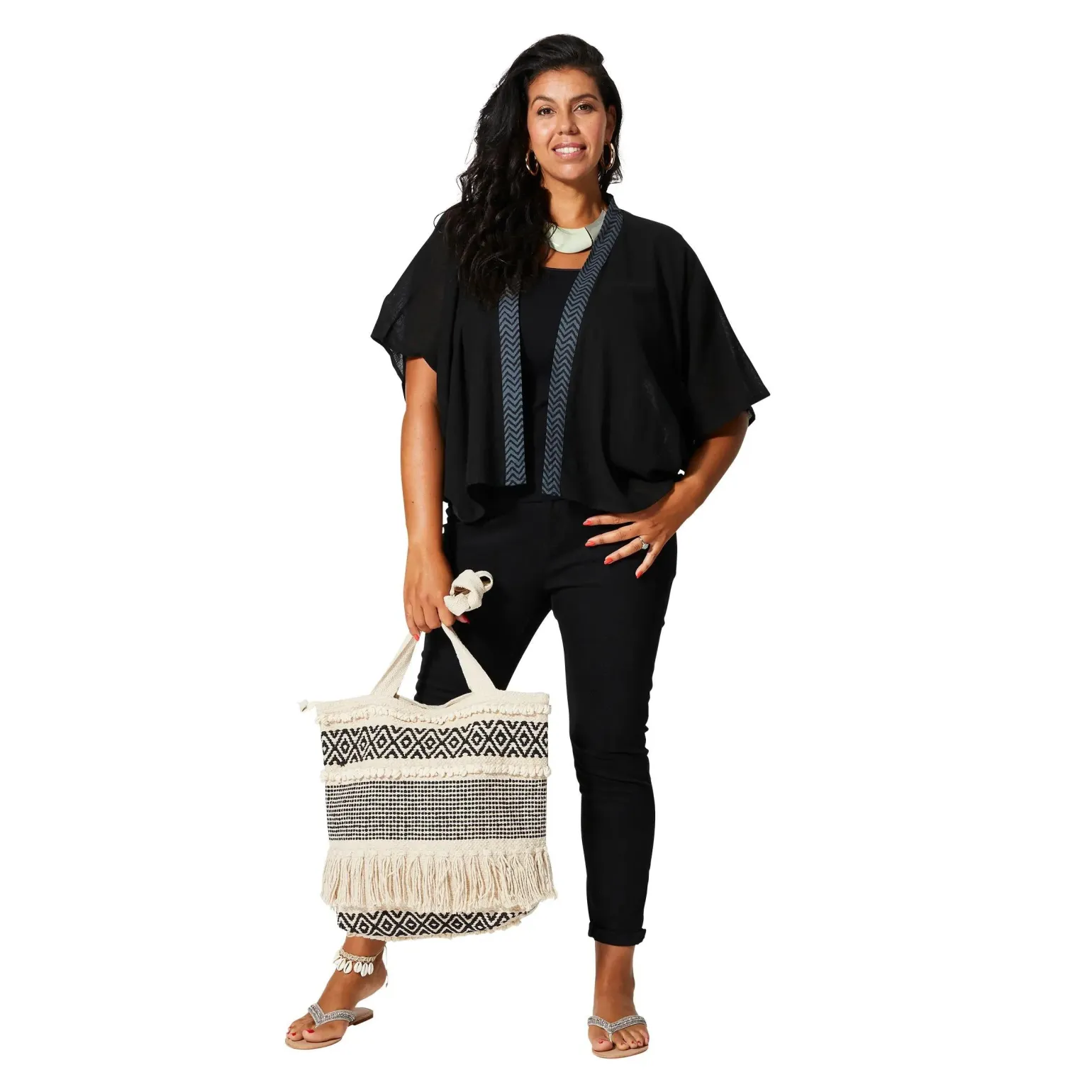 Kimono Estivo Corto Nero