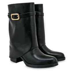 Mezzo Stivale Donna Tex con Risvolto in Ecopelle Nero