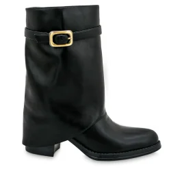 Mezzo Stivale Donna Tex con Risvolto in Ecopelle Nero