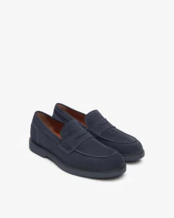 Mocassini College Uomo in Camoscio Blu