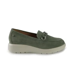 Mocassini con Zeppa in Camoscio Menta