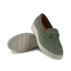 Mocassini con Zeppa in Camoscio Menta