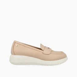 Mocassini con Zeppa in Pelle Nude