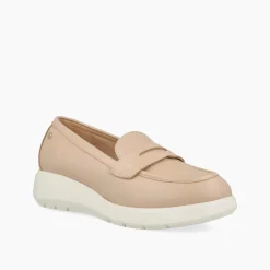 Mocassini con Zeppa in Pelle Nude