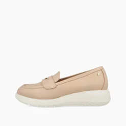 Mocassini con Zeppa in Pelle Nude