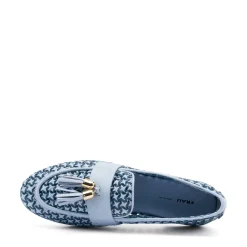 Mocassini Donna con Nappine in Pelle Bicolore Jeans