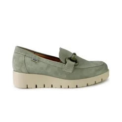 Mocassini Donna con Zeppa in Camoscio Verde