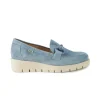 Mocassini Donna con Zeppa in Camoscio Azzurro