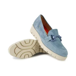 Mocassini Donna con Zeppa in Camoscio Azzurro