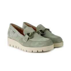Mocassini Donna con Zeppa in Camoscio Verde