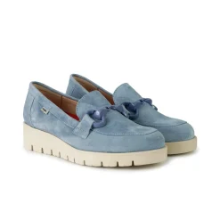 Mocassini Donna con Zeppa in Camoscio Azzurro