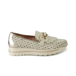 Mocassini Donna in Pelle con Morsetto Bianco Off