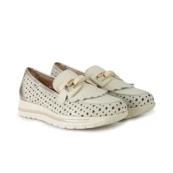 Mocassini Donna in Pelle con Morsetto Bianco Off