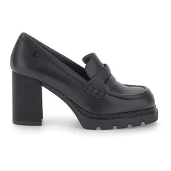 Mocassini Donna Tacco Alto in Pelle Nero