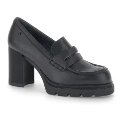 Mocassini Donna Tacco Alto in Pelle Nero