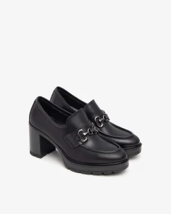 Mocassini Tacco Donna Pelle Nero