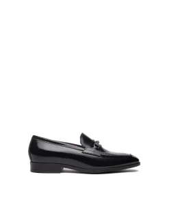 Mocassini Uomo con Morsetto in Pelle Nera