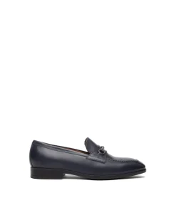 Mocassini Uomo con Morsetto in Pelle Blu