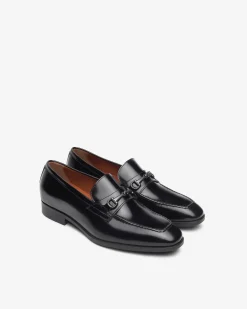 Mocassini Uomo con Morsetto in Pelle Nera