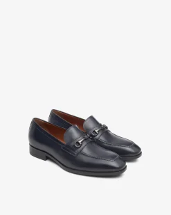 Mocassini Uomo con Morsetto in Pelle Blu