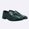 Mocassino College in Pelle Nero Fondo Cuoio Elegante